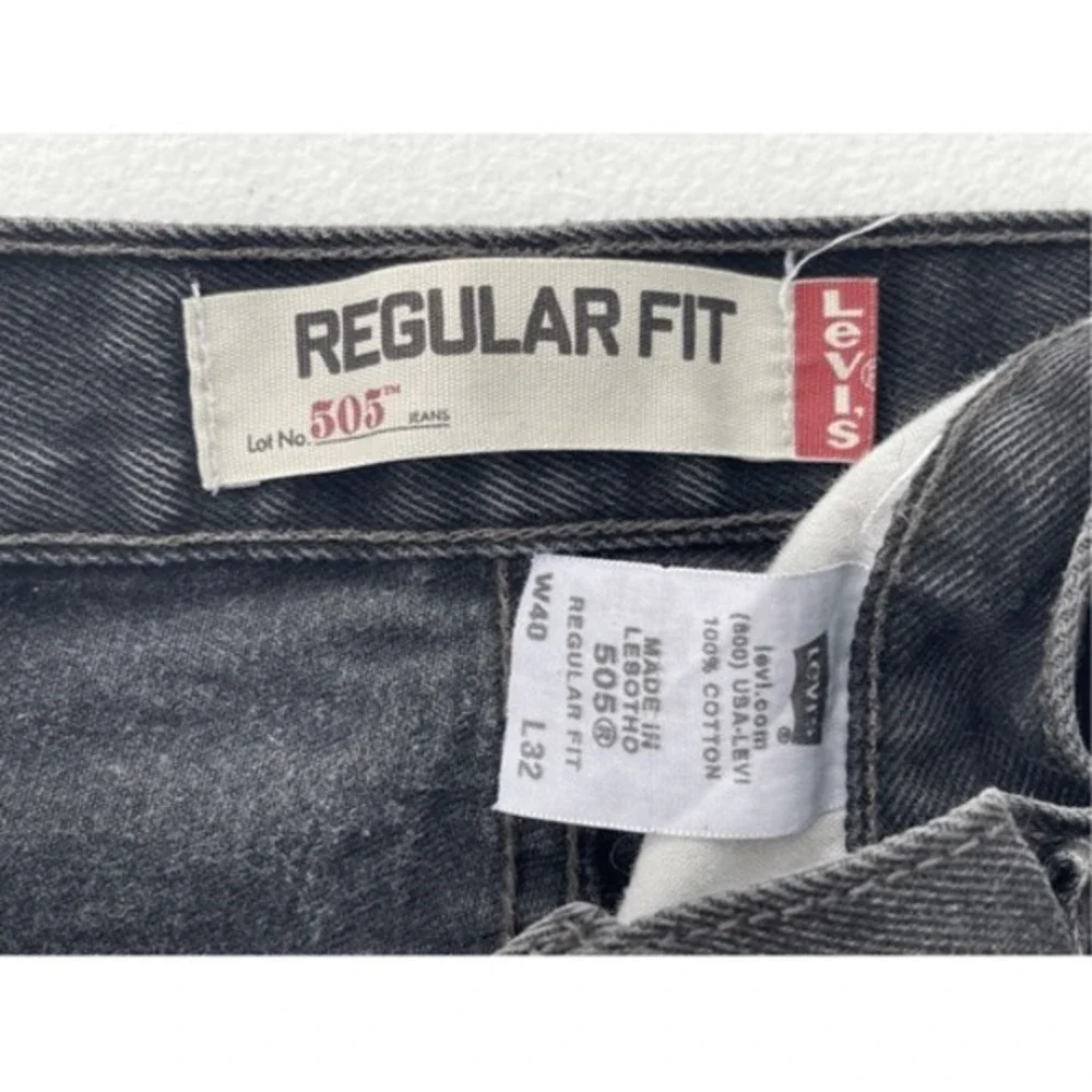 Levi's 505 Men's Jeans Black Denim‎ W40 L32 Regular Fit Straight Leg Cotton